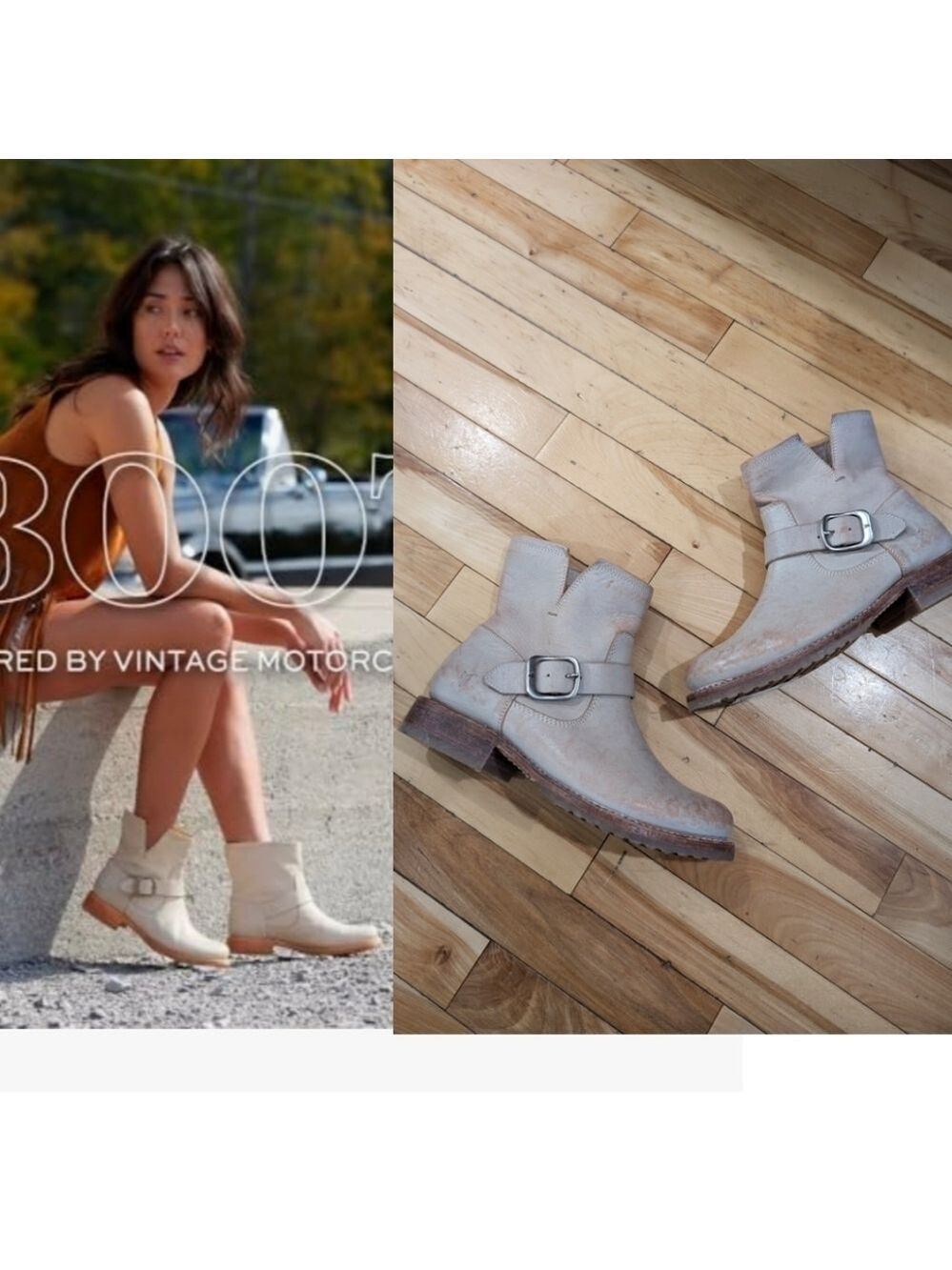 NWT Frye | Veronica Short Boots In Distressed Ivory Leather